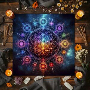 Chakra Colorful Points of Light Tarot Reading Cloth Tapestry NWT